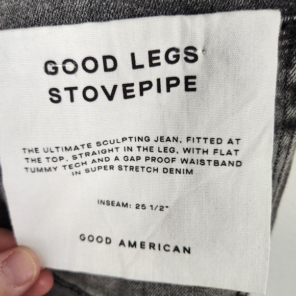 NWT Good American Good Legs Stovepipe Cigarette Jeans in Washed Black 4/27 #0187 - Picture 7 of 15